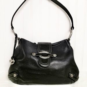 Brighton black pebbled leather hobo  accents